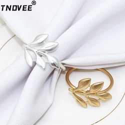 6Pcs Matte Gold Leaf Guardanapo Anéis de Metal Guardanapo Titular para Halloween Natal Thanksgiving Páscoa Casamento Tabela Decoração ERL02