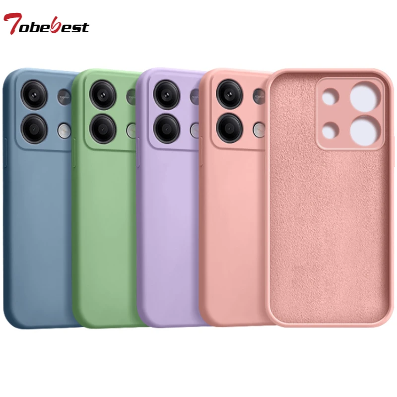 Square Liquid Silicone Case For Xiaomi Redmi Note 13 Pro Plus 4G 5G Coque Camera Protective Soft Back Cover