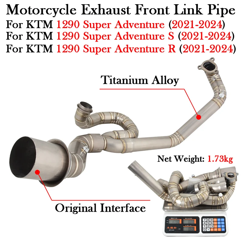 

Slip On For KTM 1290 Super Adventure R S 2021 2022 2023 2024 Motorcycle Exhaust Modified Escape Titanium Alloy Front Link Pipe