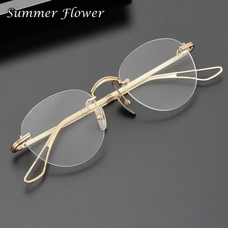 

Customize Eyeglasses Men Pure Titanium Optical Lenses Glasses Frame Round Spectacle for Women Fashion Brand Designer Glasses