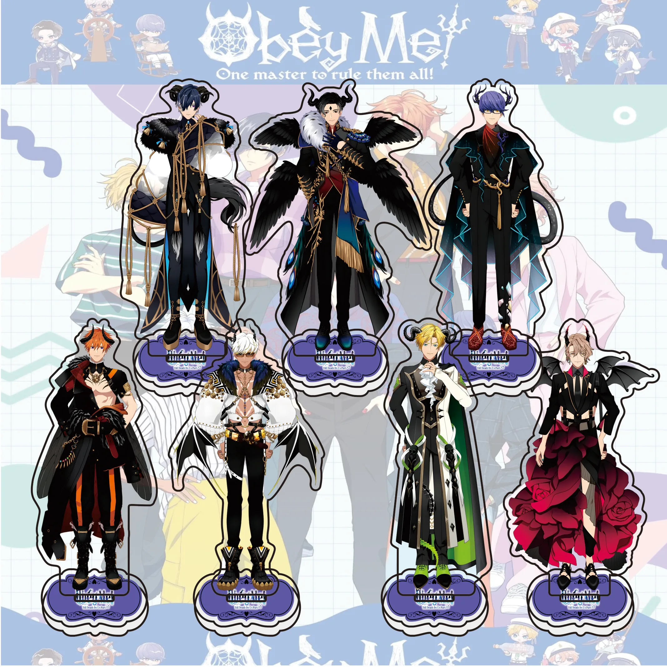 Anime Obey Me! NEUE Acryl Stand Modell Platte Luzifer Mammon-Leviathan Satan Asmodeus Beelzebub Belphegor Cosplay Spielzeug schlüsselanhänger
