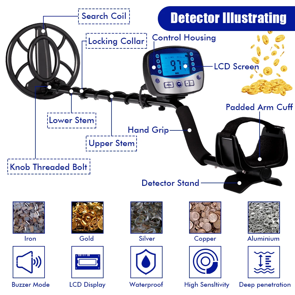 T11  MD910B  MD3028 Metal Detector Underground Professional Depth Highly Sensitive Gold Detector Treasure Hunter pointer