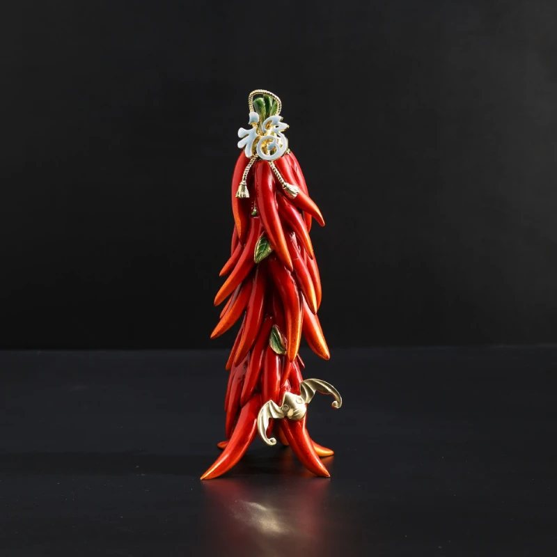 HT  Brass red pepper simulation ornament creative Hongfu home jewelry living room craft decoration factory metal