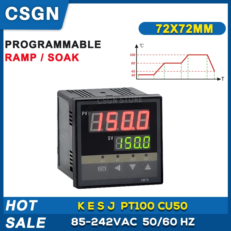 Controlador Programável do Programa do Segmento da Saída 72 mm 30 do Relé do Controlador de Temperatura 220v Ssr do Pid do Forno da Fornalha da Estufa