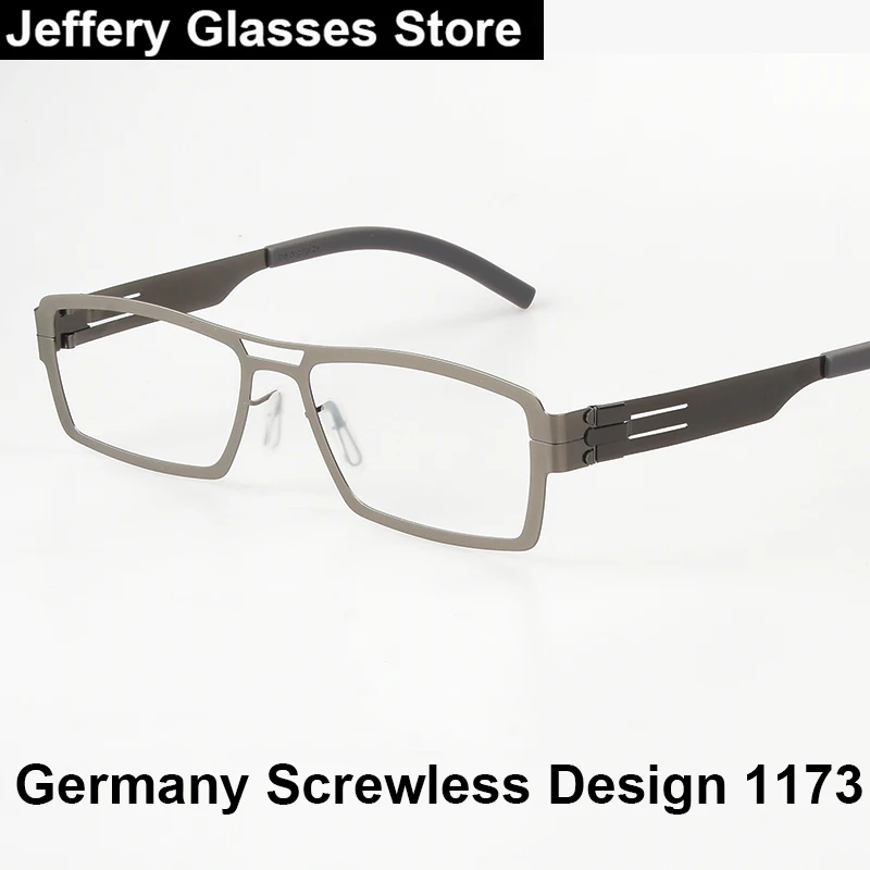 2024 Germany Screwless Men Square Glasses Frame Ultralight Business 1173 Eyeglasses Fashion Designer Eyewear Frame Spectacle