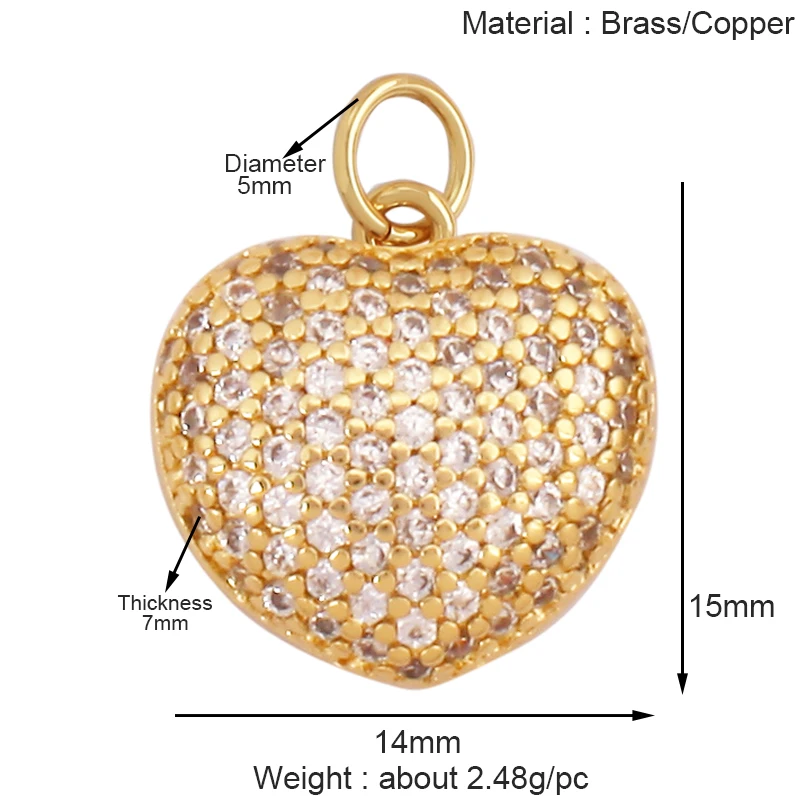 Mode Bunte Zirkon Brenn Liebe Herz Stern Charm Anhänger, 18K Gold Überzogene Halskette Armband DIY Handgemachten Schmuck Liefert K81 – Detail 4