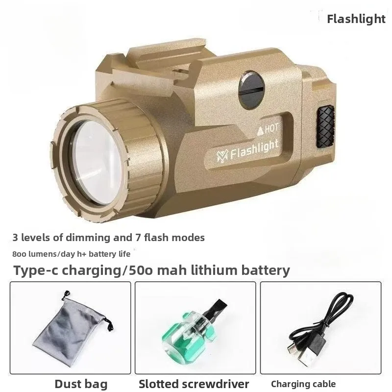 Outdoor Toy Model 800 Lumen Full Metal Flashlight USB Charging Built-in Battery Spare Parts