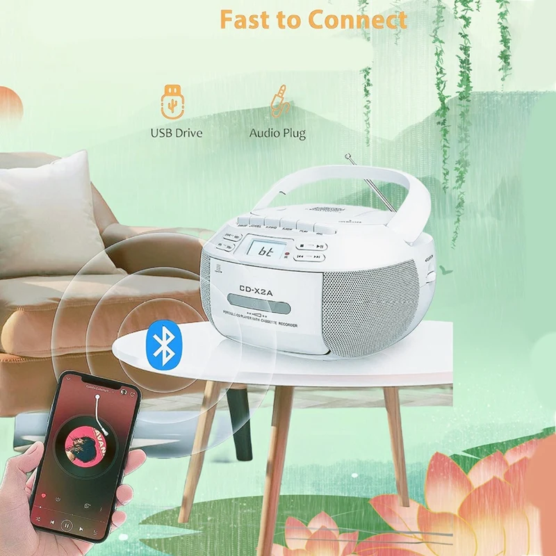 Multifunctional CD Cassette Player FM AM Tape CD Player Student Learning U Disk MP3 Stereo Music Player US PLUG-ABFT