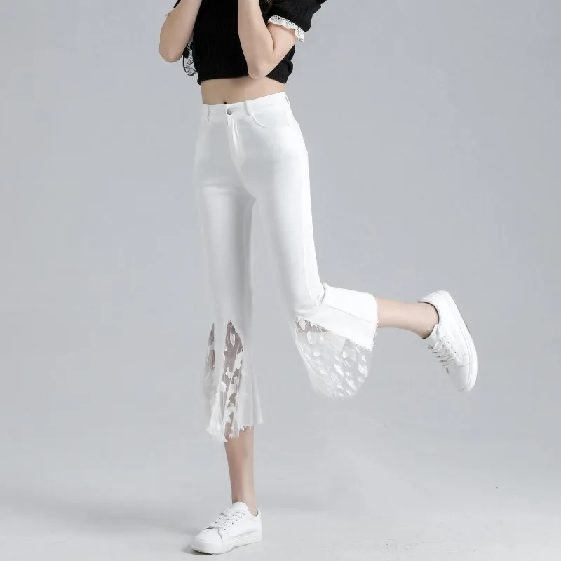 

Белые кавайные женские брюки из ледяного шелка против морщин, хлопковые оригинальные эстетические винтажные корейские модные повседневные брюки для женщин