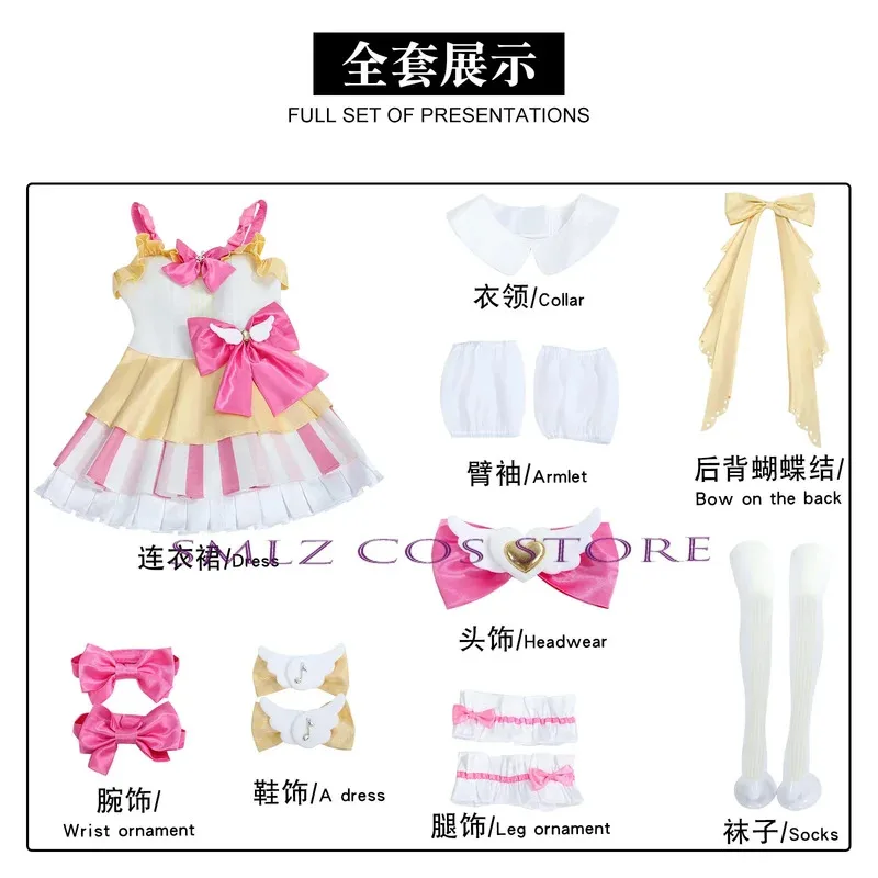 CyManaka Laala Cosplay Anime Pripara Costume Lala Parrucca Ragazza Abito da principessa Abito da festa di Halloween Gioco di ruolo per donna