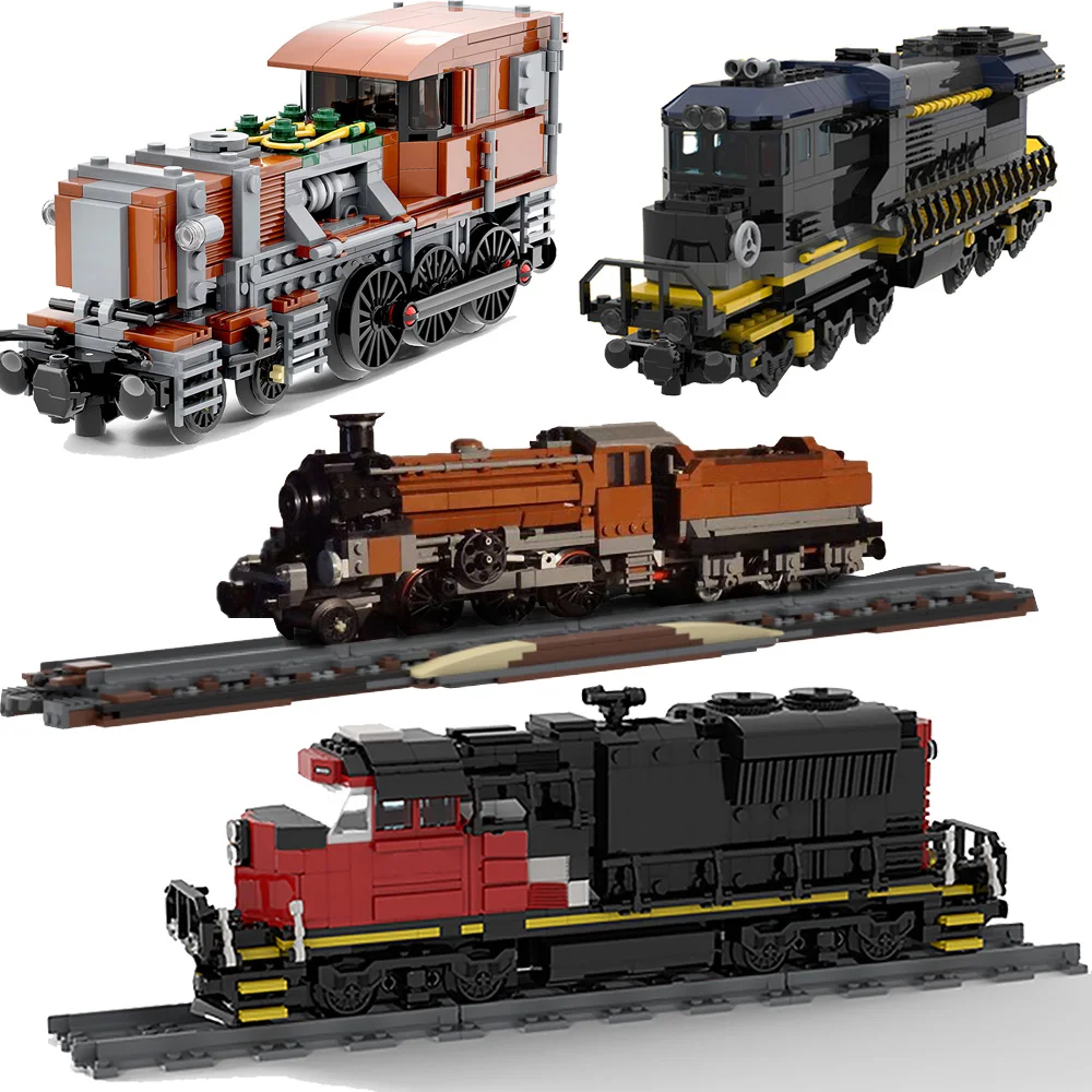 

MOC City Train Boxcar Gondola Wagon Building Block Kit MOC Railway Cargo Train Freight Truck Vehicle Brick Model Kids Toy Gift