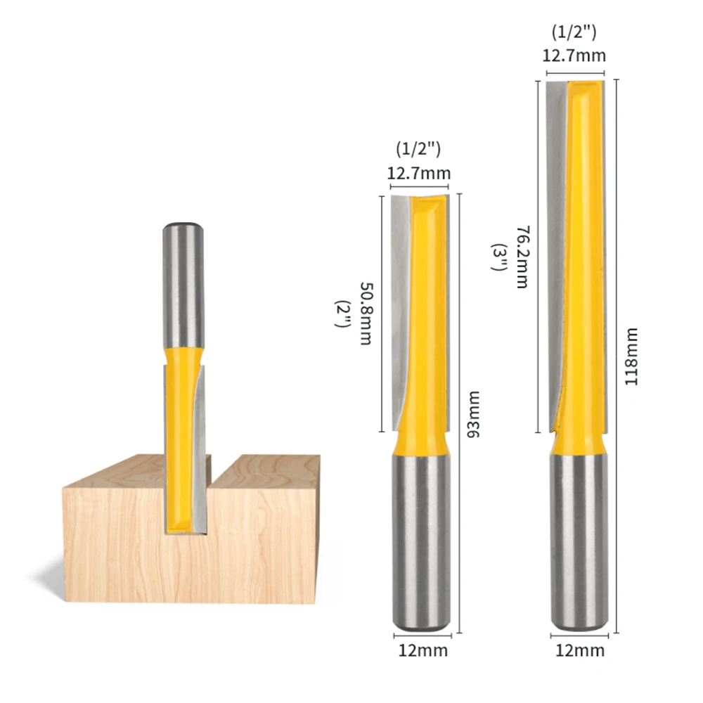 12mm 12.7mm Long Blade Cleaning Bottom Bit Carbide Cutters Router Bit Woodworking Milling Cutter For Wood Bit Face Mill End Mill