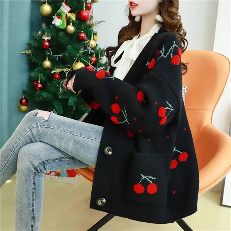 Lazy Style Sweater Women\'s 2023 New Autumn and Winter Korean Version Loose Casual Knitted Cardigan Women\'s Coat