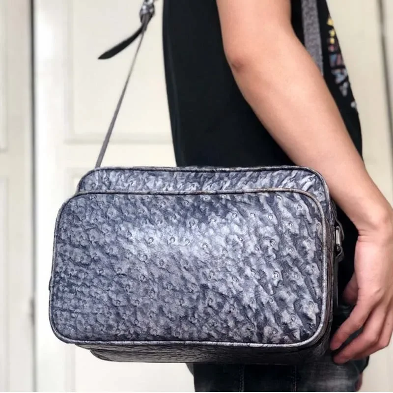 

ouruili Ostrich skin leisure business large capacity women's bag zipper women's single shoulder bag cross bag women handbag
