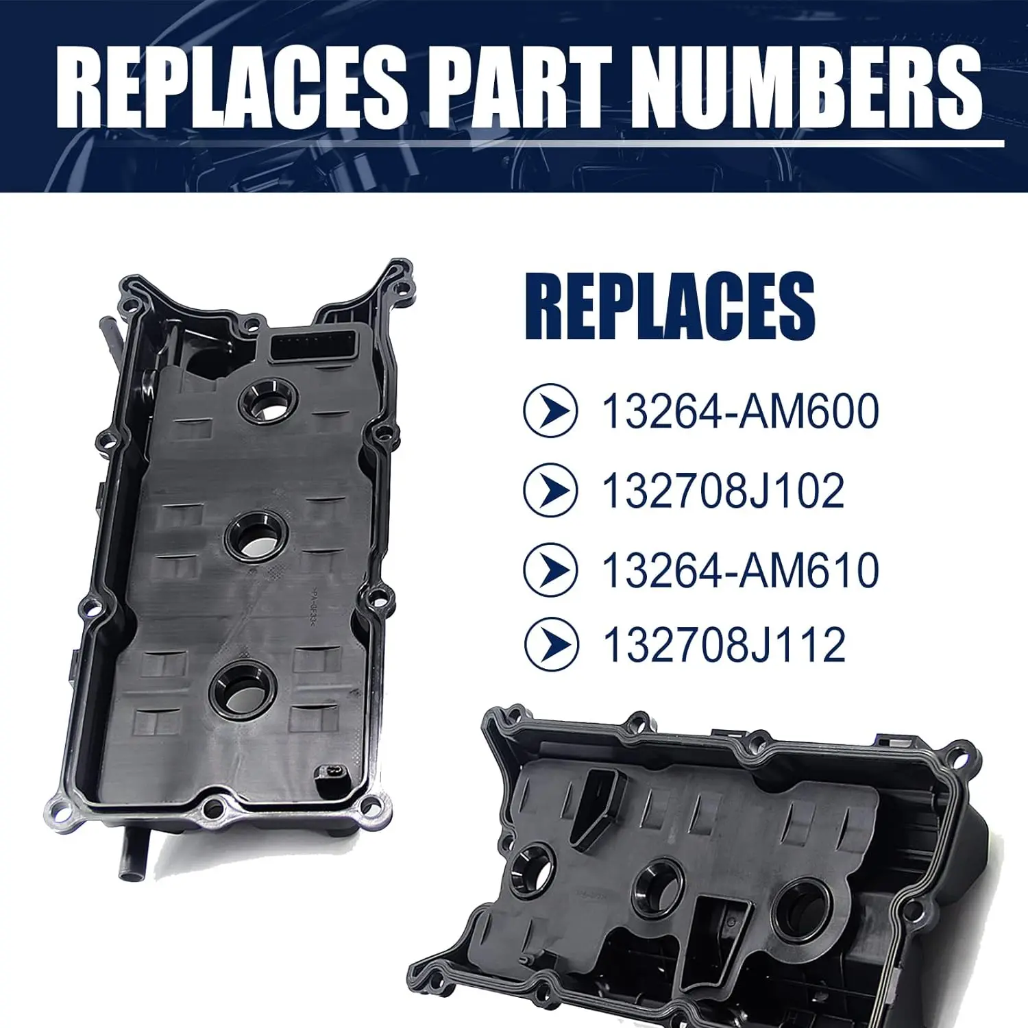 Engine Valve Cover Right & Left Compatible with Nissan 350Z Infiniti FX35 13264-AM600 132708J102 13264-AM610 132708J112 with Cap
