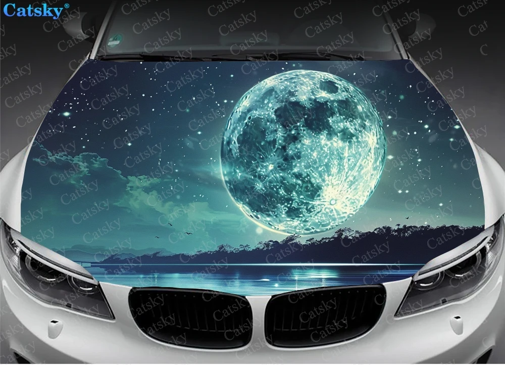 Fantasy Full Moon Car Hood Decal Stickers Wrap Vinyl Film Engine Cover Decals Sticker Car Hood Protective Film