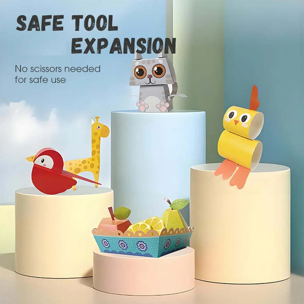 3D Handmade Origami Book Cartoon Animal/Fruits Origami Paper Kids DIY Craft ToyMontessori Educational Toy for Children