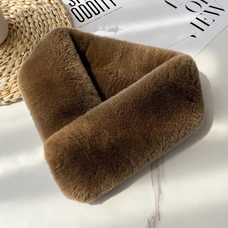 CX-S-236 الشتاء موضة حقيقية ريكس الأرنب الفراء وشاح للنساء نمط قصير مزدوج الوجه الفراء الرقبة أدفأ لسيدة #6