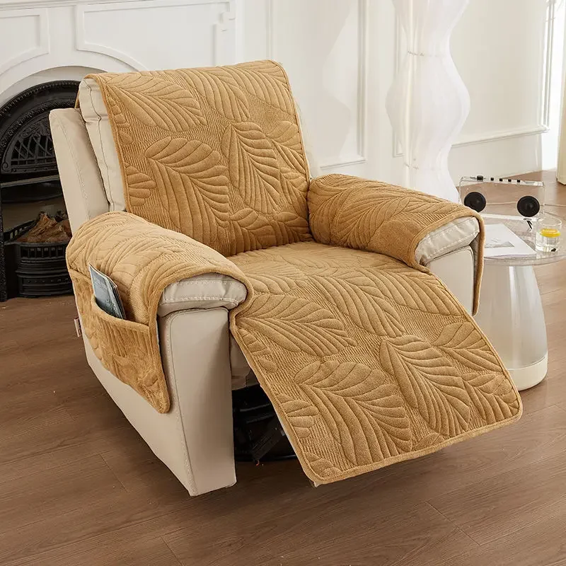 

New Jacquard Recliner Slipcover With Side Pocket Furniture Protective Covers Removable Machine Washable Home Decor