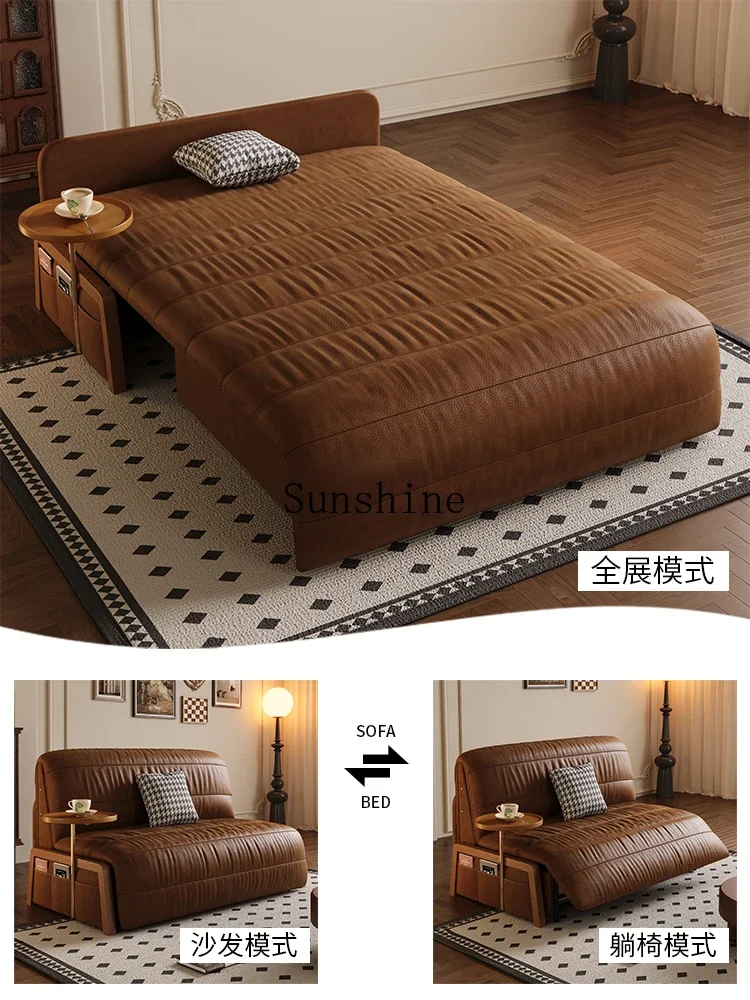 Retro electric intelligent sofa bed multi-functional simple dual-purpose single double small apartment living room bedroom  FT