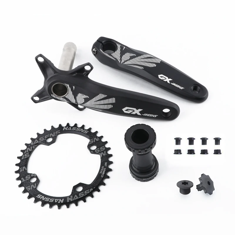 HASSNS Crankset Mountain Bike Connecting Rods Mtb Cranks Arms For Bicycle Integrated Candle Pe 1 Crown 12 Speed 32/34/36/38T