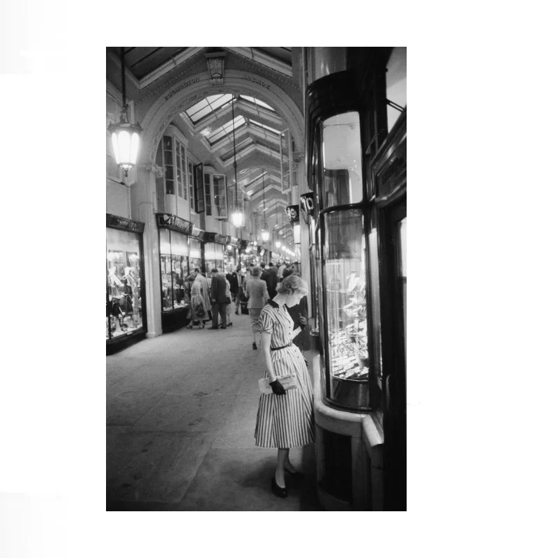 Slim Aarons, Burlington Arcade - London Landscape Photograph Street Fashion, Print Canvas Poster, Living Room, Home Wall Decor