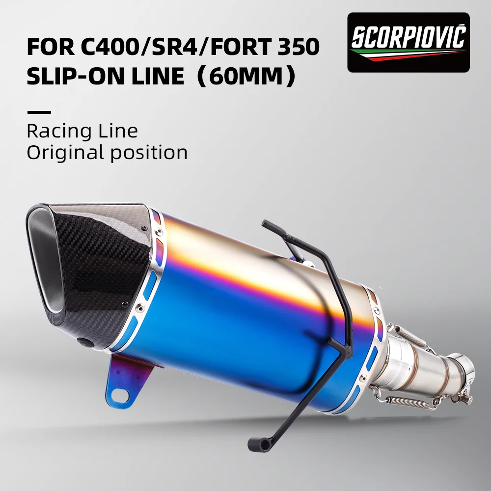 

Motorcycle Exhaust Pipe Escape Refit Semi-Blue Tail End Link Pipe For Scooter C400 SR4 Fort350 Exhaust System Upgrade Kit