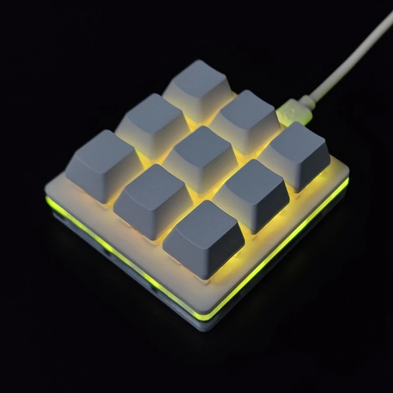 1 PCS 9-Key Mini Mechanical Keypad Select All Copy Paste Custom Shortcut Key One-Key Password Mechanical Osu Game White Plastic