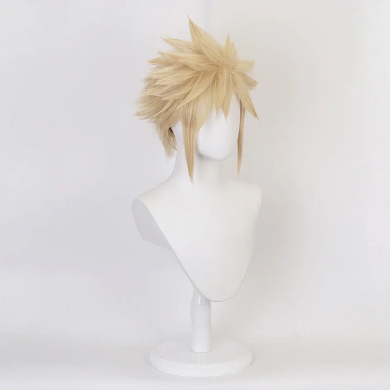 Anime Game Final Fantasy VII FF7 Cloud Strife Adult Unisex Short Curly Heat Resistant Synthetic Hair Wigs Halloween Props