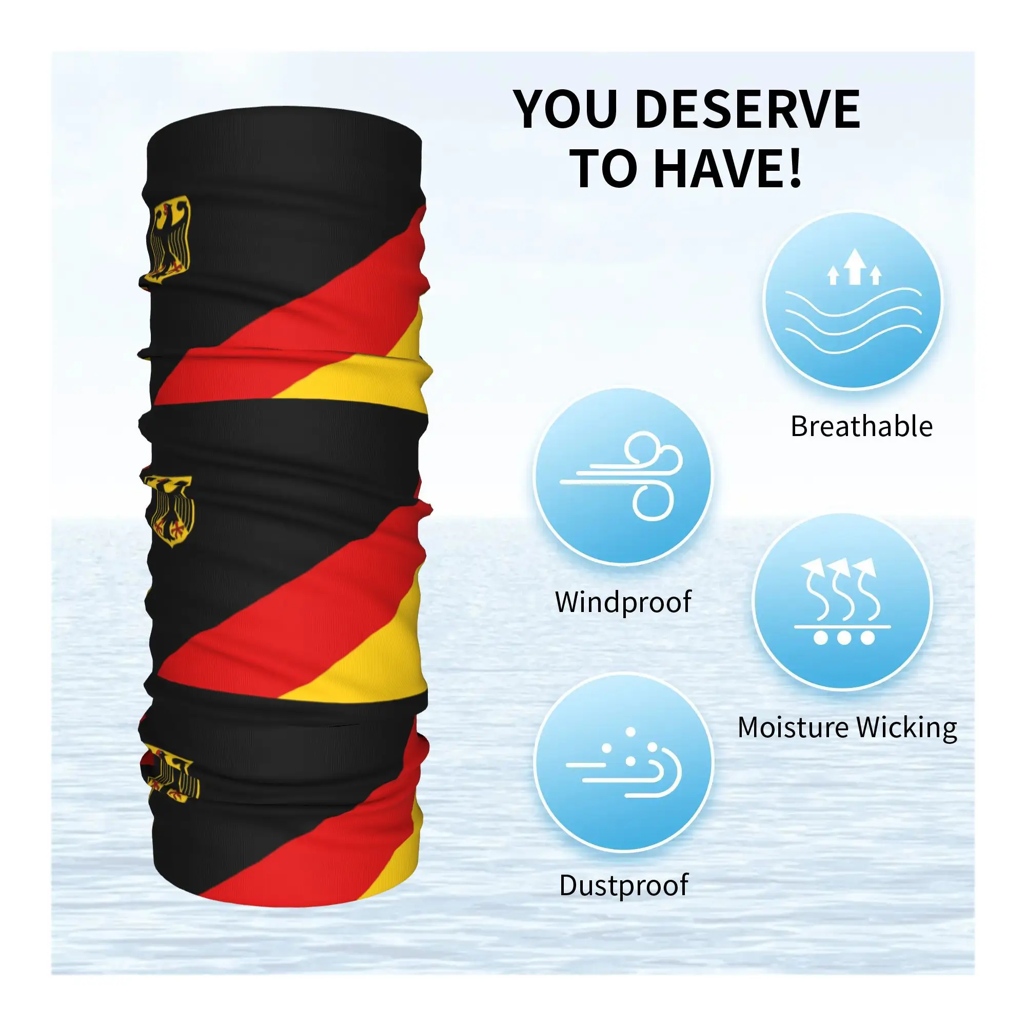 مخصص العلم الألماني الرقبة الجراب الرجال النساء يندبروف معطف الشتاء من الأسلحة من ألمانيا باندانا وشاح للتزلج