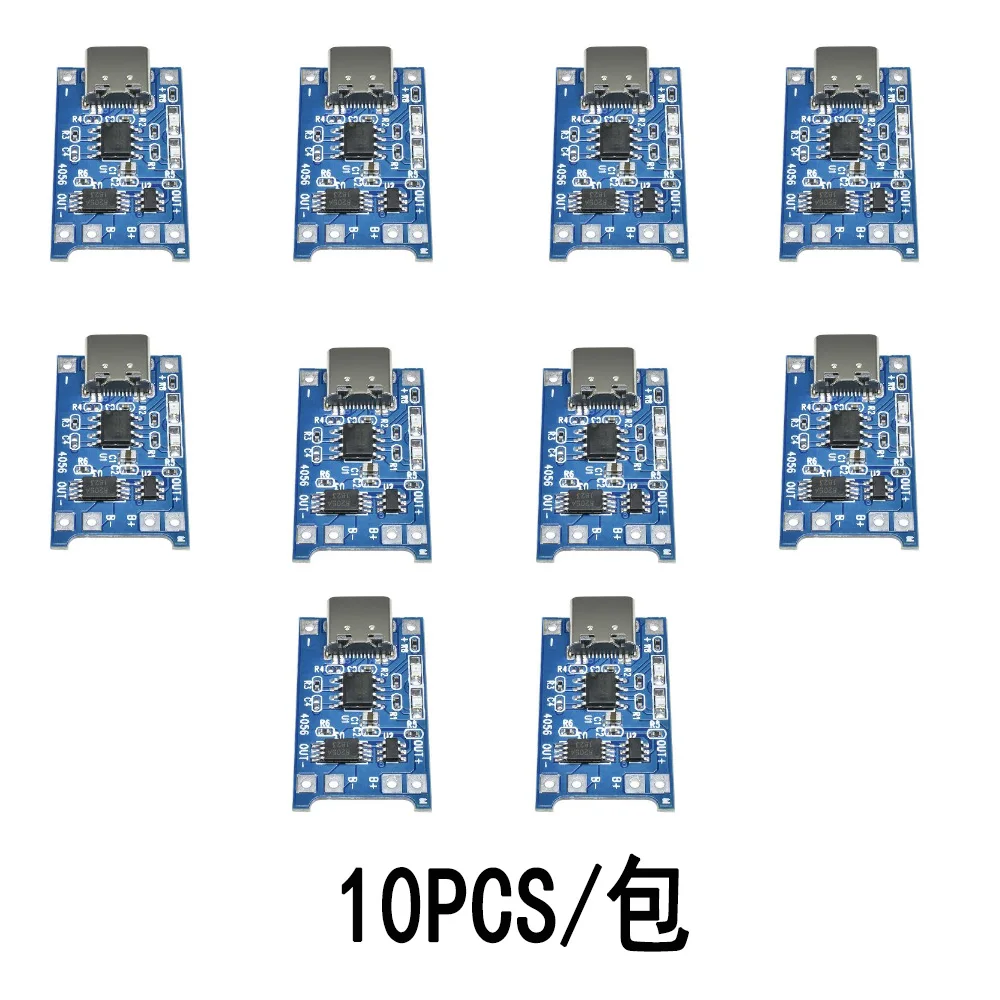 10pcs 5V 1A Type-C Micro USB 18650 TP4056 TC4056A Lithium Battery Charging Protection Board Charger Module + Dual Functions