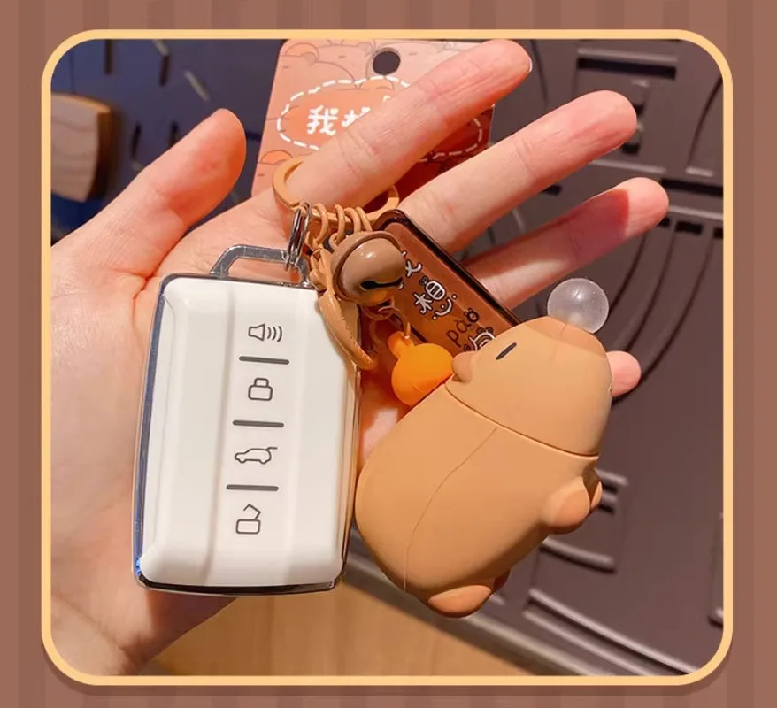 Miniso Kapibala พวงกุญแจตุ๊กตาหยิกจี้ฟองเป่าฟองพวงกุญแจอุปกรณ์ต่อพ่วง
