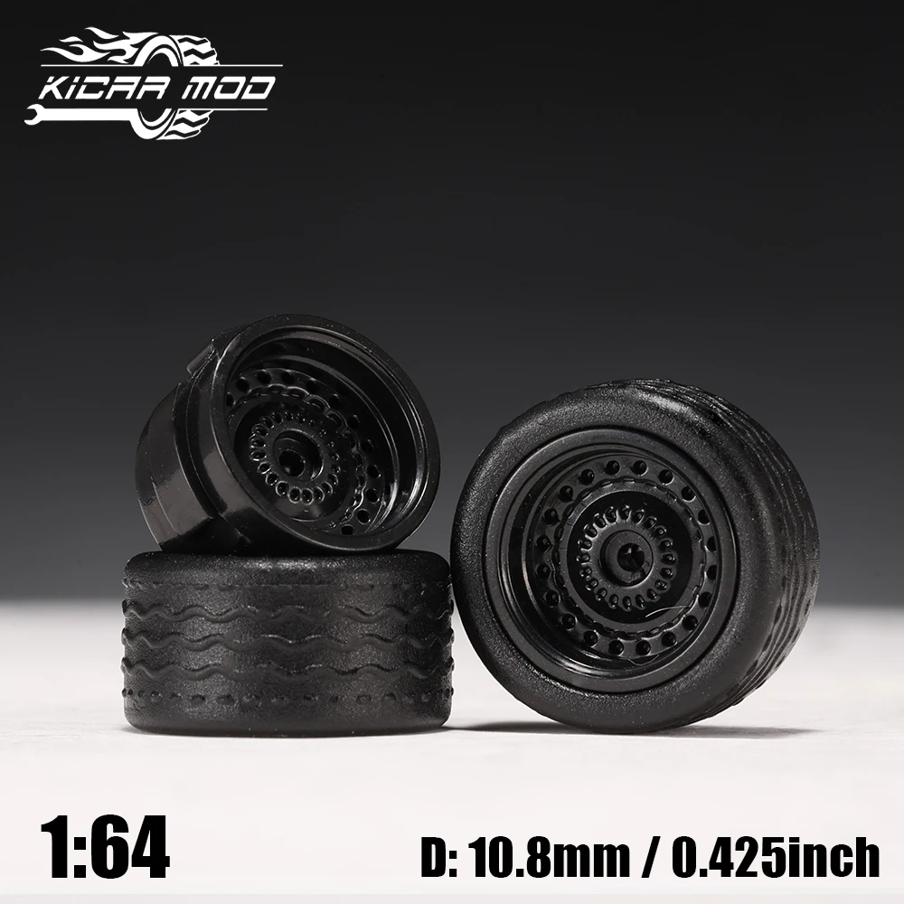 1/64 Modellauto-Räder mit abnehmbaren Gummireifen, geschlossene Speichen, Umbauteile für Druckguss-Spielzeugautos, D:11mm, 1 Set – Detail 18