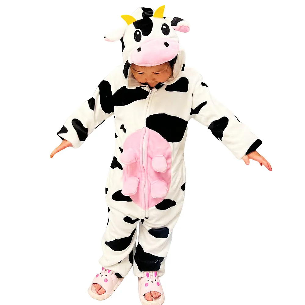 子供のための牛の着ぐるみ動物のOnesies、子供のためのハロウィーンのコスプレ衣装