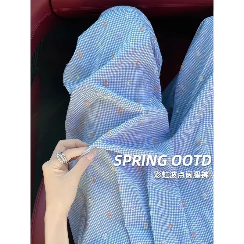 

Женские широкие брюки Dopamine в горошек, лето 2023, новые свободные драпированные брюки с высокой талией, ленивые повседневные прямые брюки Yamamoto