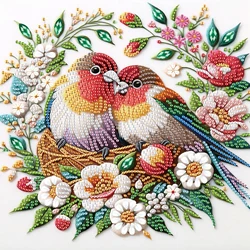 DIY Birds and Flowers Diamond Art Painting Kits for Adults,5D Special Shape Crystal Rhinestone Diamond Art Kits for Beginners