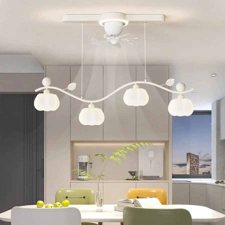 

Restaurant chandelier with fan French cream wind new creative bar table living room light fan light chandelier