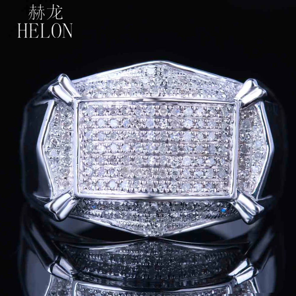 HELON 925 Sterling Silver Men Ring Lab Grown Moissanite Diamond Engagement Ring Designer Fashion Men Band Pinky Ring