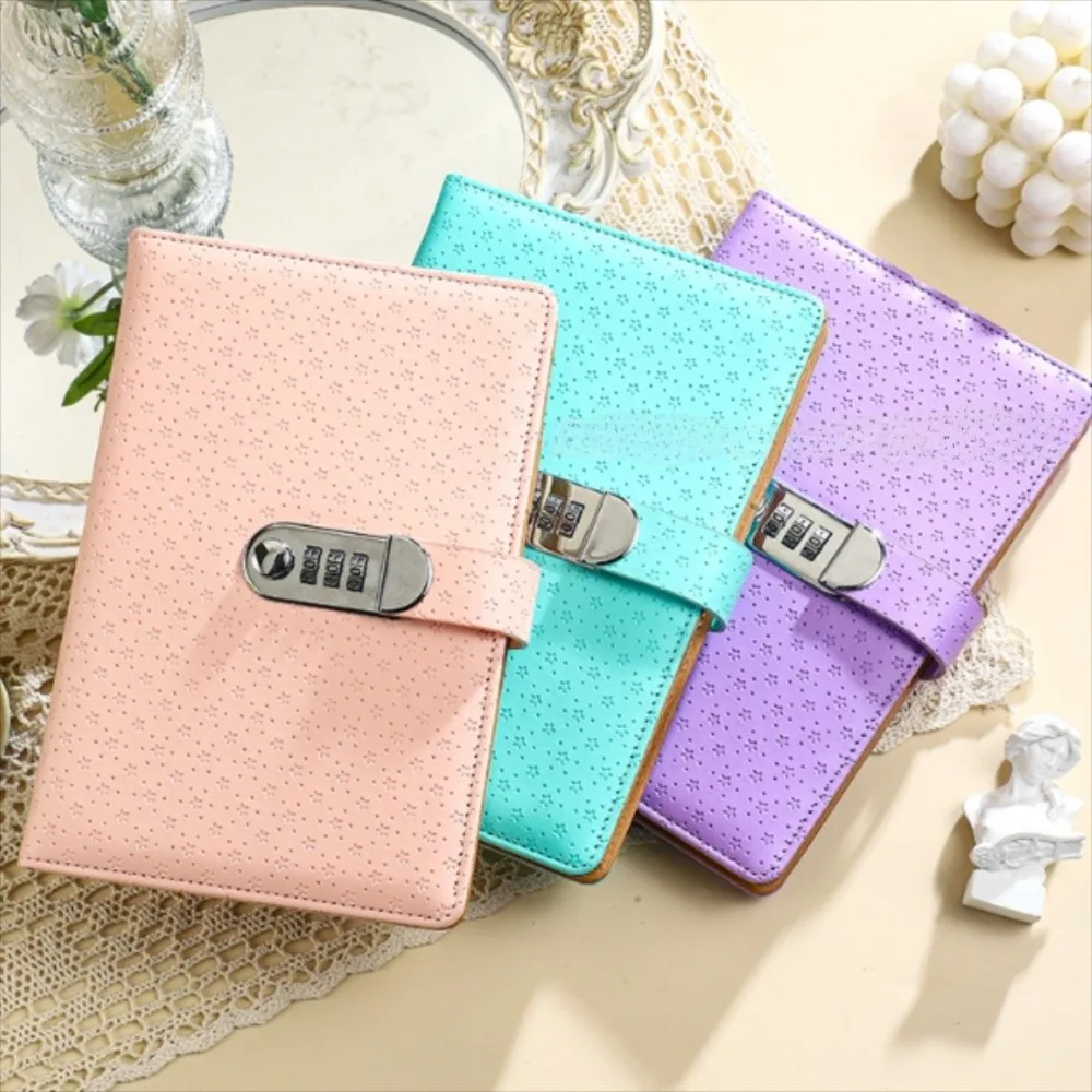 A5 Retro Password Book with Lock Thickened 200 Pages Embossed Student Notepad Protecting Secrets Waterproof Diary Notebook Gifts