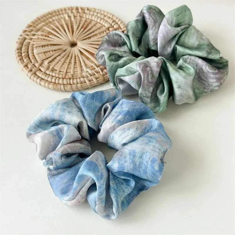 Hanfu Bow Ribbon Large Intestine Hair Ring High-Grade Satin Korean Hair Accessories Low Ponytail Band Autumn New Headline Tassel