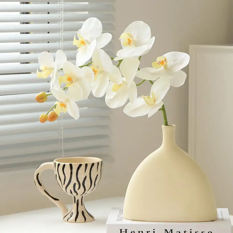 

Искусственный цветок орхидея для домашнего декора, украшение для гостиной, журнального столика, тумбы под телевизор, керамическая ваза с увлажнением