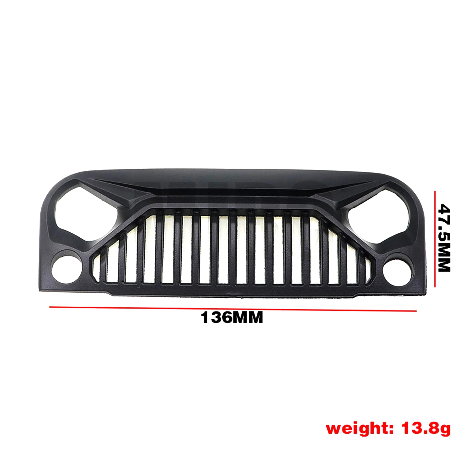 1:10 Jeep Wrangler Rubicon RC Karosserie für Axial SCX10/D90/90046/90047 – Angry Face Style, MS Hood Grille, 313 mm Radstand – Detail 5