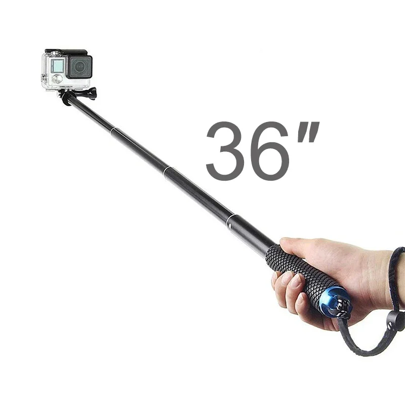 36/19 inch Aluminum Monopod Selfie Stick Extend Pole for GoPro Hero 11 10 9 8 7 6 5 Sjcam Xiaomi Eken DJI Action Camera