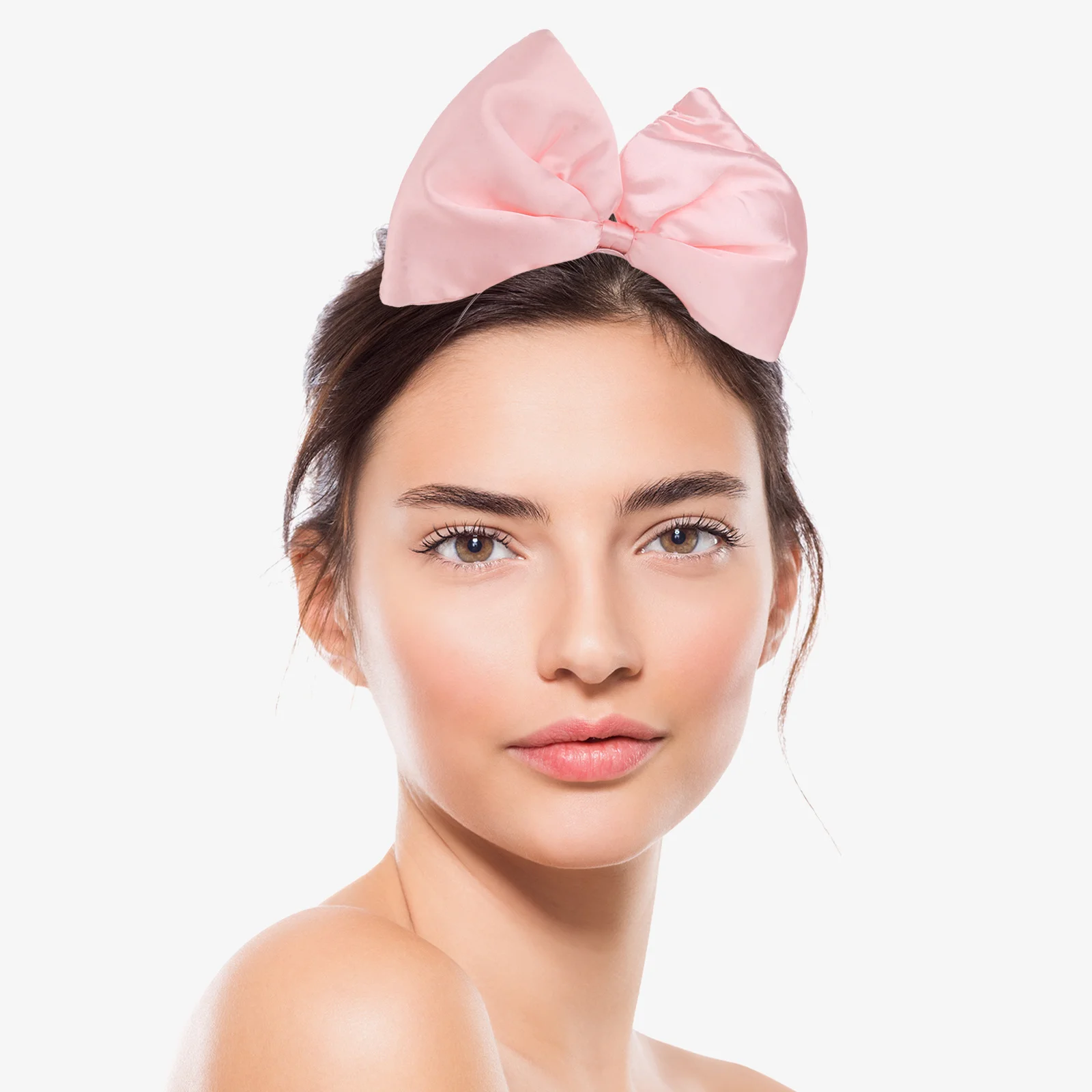 ที่คาดผมโบว์ใหญ่ LALAFINA สำหรับผู้หญิง โบว์สีชมพู ที่คาดผมแบบวงกลมสำหรับคริสต์มาส วันหยุด งานวันเกิด งานปาร์ตี้