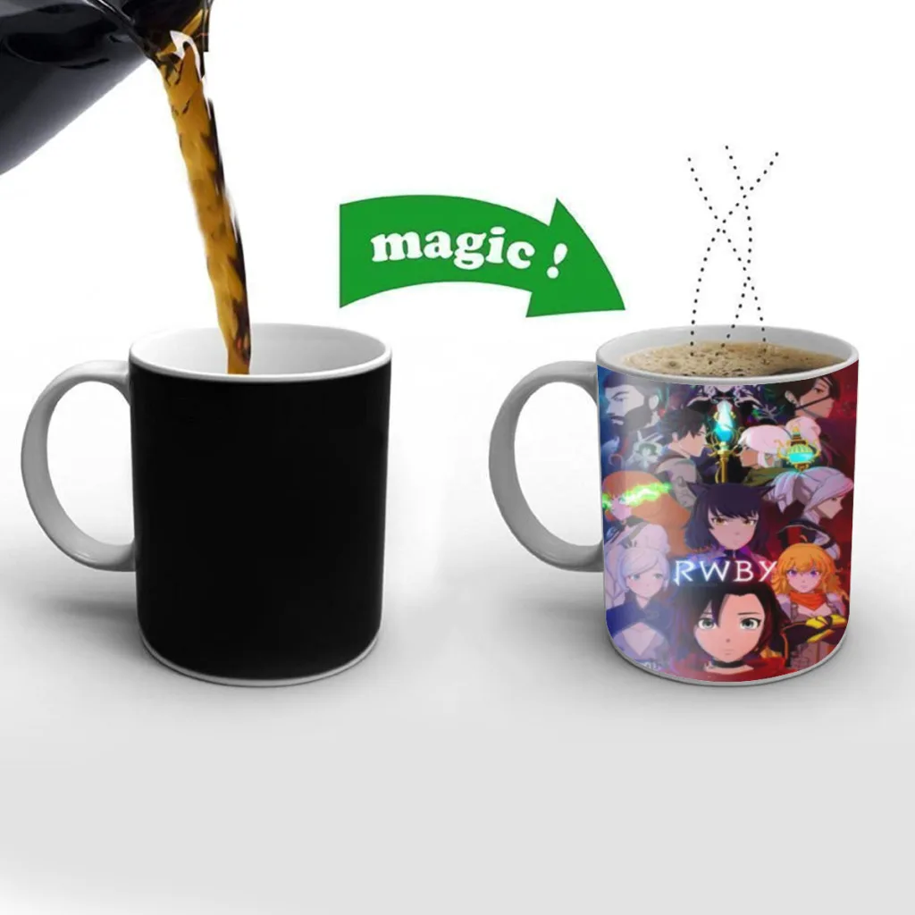 

Cartoon R-RWBY Free shipping Mug Changing Color Ceramic Coffee Mugs Magic Tea Cup Best Gift
