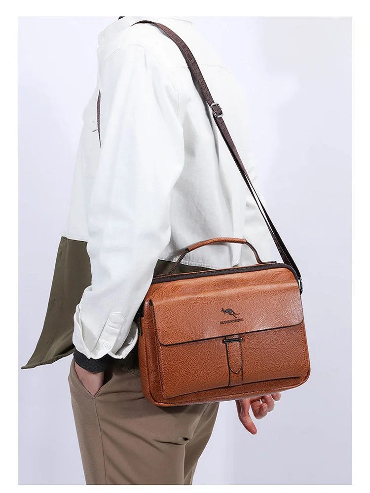 Luksusowa markowa torba męska designerska w stylu Vintage torba na ramię PU skórzana torba Messenger modna torba Crossbody męska torebka na iPada — zdjęcie 2