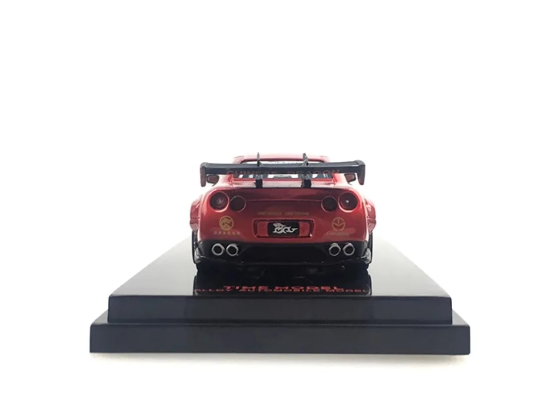 Diecast 1/64 skala TIMEMODEL GTR aluminiowy Model samochodu wysokie skrzydło ogonowe zagraj w pojazdy zabawki dla chłopców oryginalne pudełko