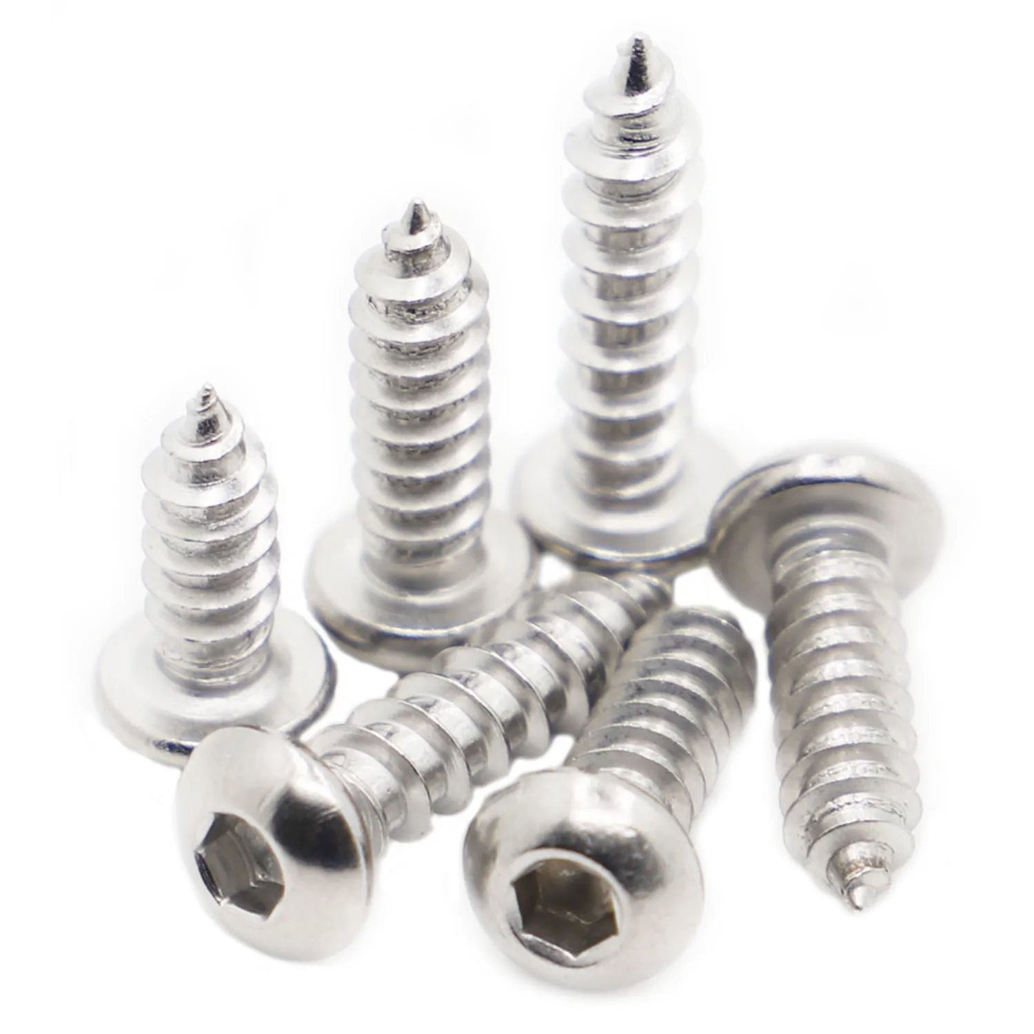 

5-50pcs 304 Stainless Steel Round Pan Head Hex Socket Self Tapping Screws Wood Screw M2 M2.5 M3 M4 M5 M6