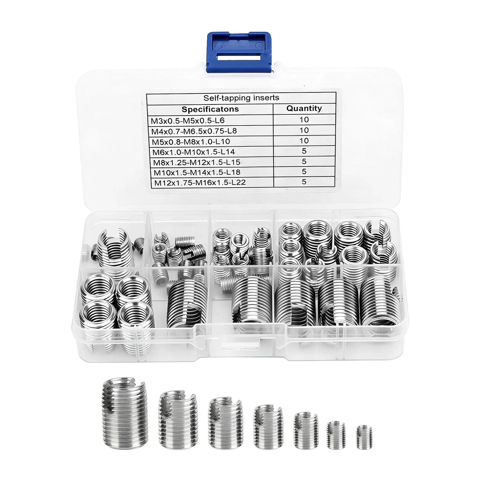 Stainless Steel Self Tapping Thread Repair Kit M3-M12, No Pre-Tapping Required Direct Fit Inserts for Stripped Holes