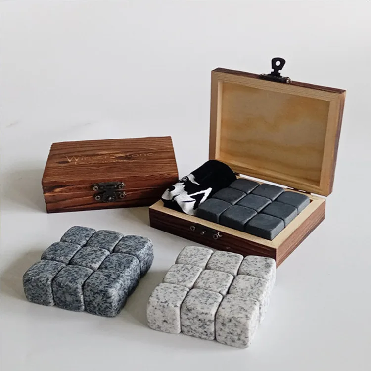 

Ice Wine Stone Scatola di Legno Set Marmo Granito Ice Block Stone Ice Refreshing Stone